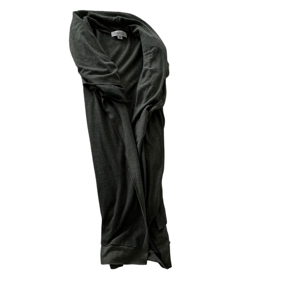 BARNEYS NEW YORK Draped Waterfall Cardigan Olive Green Ribbed Knit Size XS - Picture 8 of 8